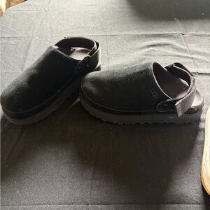 UGG Black Suede Slip-On Clogs